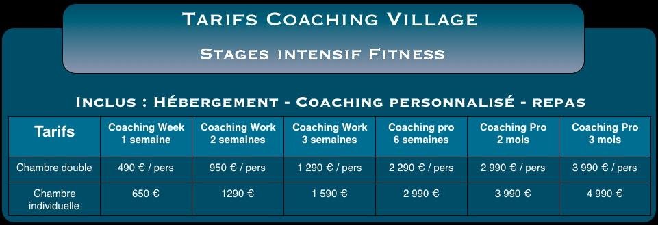 Tarifs coaching village 1